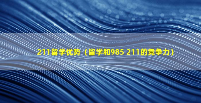 211留学优势（留学和985 211的竞争力）